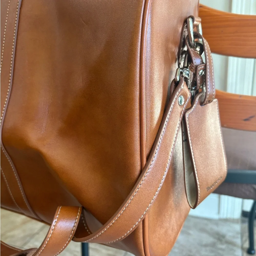 Barrington cognac brown customized duffle bag with strap 24 inches Excellent